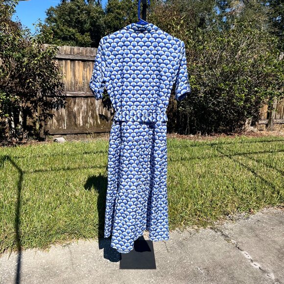 J. McLaughlin Janelle Gingko Print Silk Cotton Blend Tiered Dress Size S - Picture 3 of 9